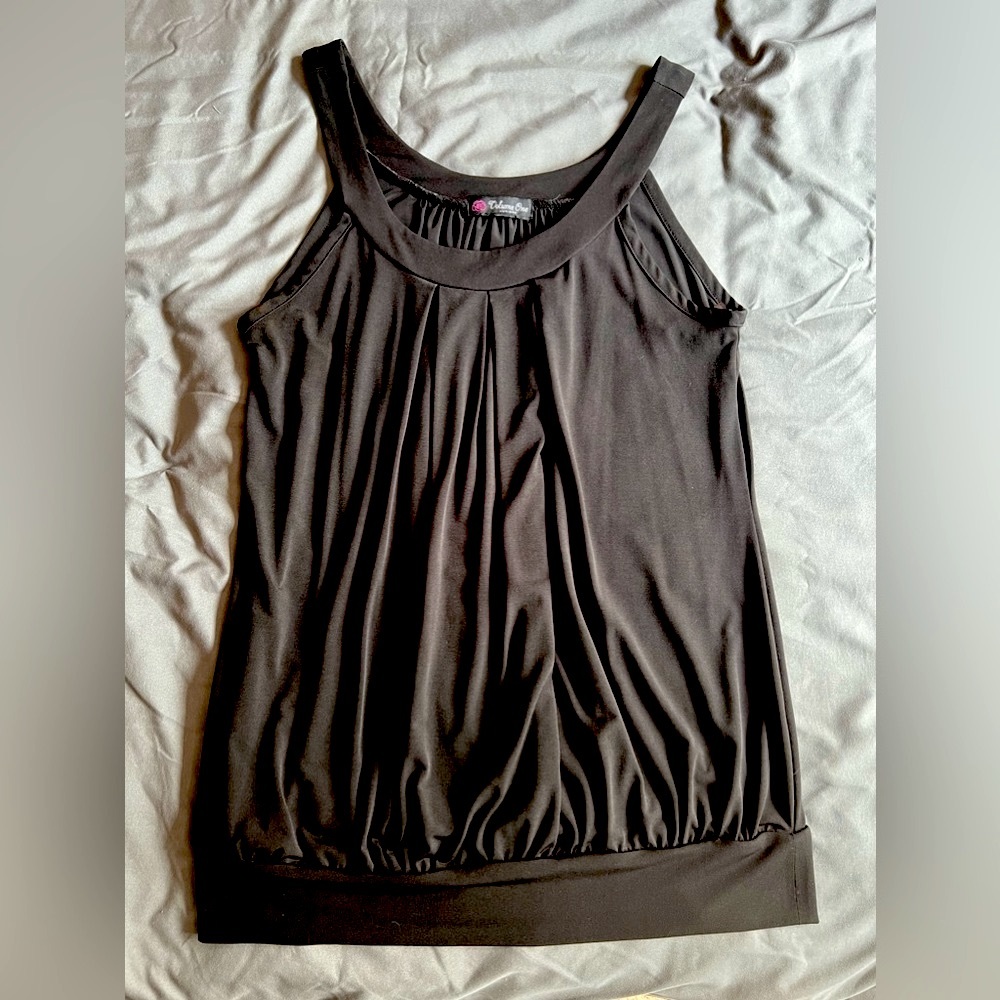 Volume One Juniors Black Pleaded Tank Size Med/Lg